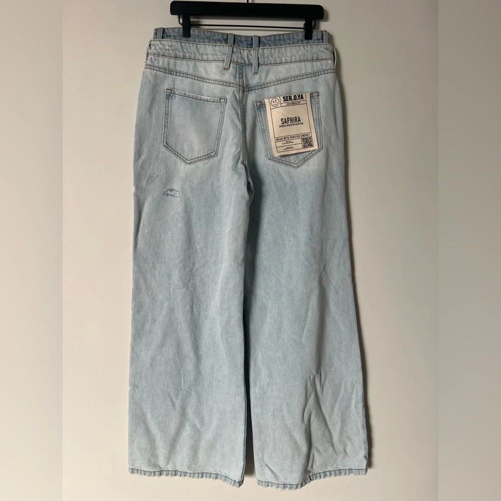 SER.O.YA Saphira Double Waistband Wide Leg Jeans in Skylight NWT - Picture 14 of 16